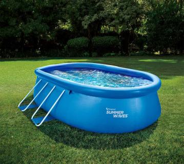 Summer Waves Quick Up Pool | aufblasbarer Pool oval | Inkl. Zubehör | Blau | 457x305x107 cm 