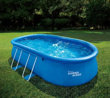 Summer Waves Quick Up Pool | aufblasbarer Pool oval | inkl. Zubehör | Blau | 549x305x107 cm 
