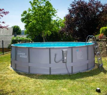Summer Waves Elite Frame Pool | Aufstellpool rund | Komplettset | Grau | Ø 488x122 cm 