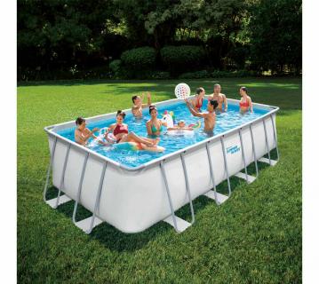 B-WARE Summer Waves Stahlrahmen Aufstellpool Elite Frame eckig | Lichtgrau | 549x274x132 cm 