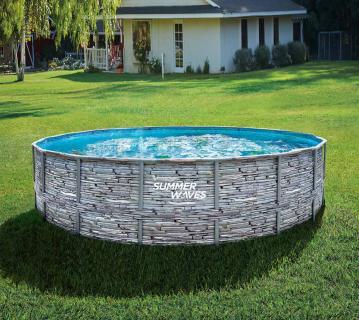 Summer Waves Elite Frame Pool | Aufstellpool rund | Komplettset | Steinoptik | Ø 549x132 cm 