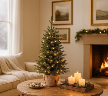 Evergreen Aspen M+ | mini Weihnachtsbaum mit Beleuchtung | 90 cm 