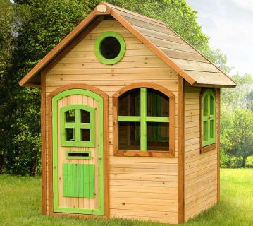 Axi Holz Kinderspielhaus Julia inkl. 4 Fenster und Bullauge | Natur | 120x118x174 cm 