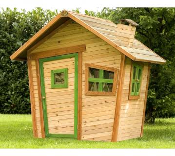Axi Holz Kinderspielhaus Alice inkl. 3 Fenster und Schornstein | Natur | 108x95x143 cm 