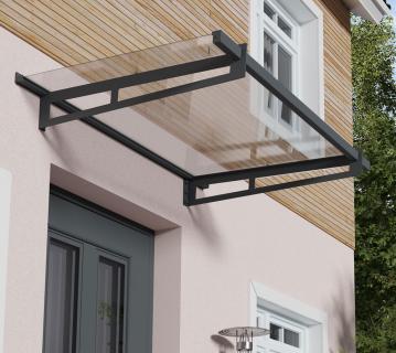 B-WARE Palram - Canopia Vordach Eifel 1500 | Anthrazit | 93x150x19 cm 