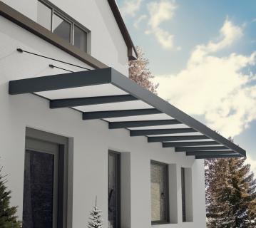 Palram - Canopia Metall Vordach Sophia Opal 8450 | Anthrazit | 140x845x17 cm 