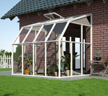 Rion Kunststoff Kaltwintergarten Anlehngewächshaus Sun Room 34 | Weiß | 262x201x247 cm 