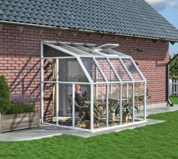 Rion Kunststoff Anlehngewächshaus Sun Room 36 | Weiß | 386x201x247 cm 