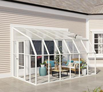 Rion Kunststoff Anlehngewächshaus Sun Room 46 | Weiß | 384x258x266 cm 