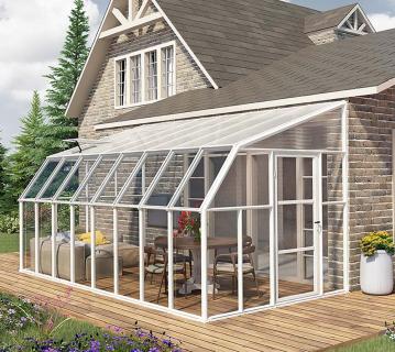 Rion Kunststoff Anlehngewächshaus Sun Room 48 | Weiß | 508x258x266 cm 