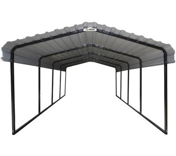 B-WARE ShelterLogic Stahl Carport Garage Neapel | Schwarz | 600x370x260 cm 