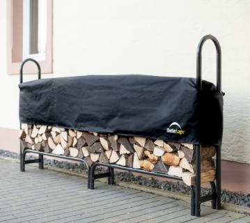 ShelterLogic Stahl Kaminholzregal inkl. Abdeckung | Schwarz | 244x25x118 cm 