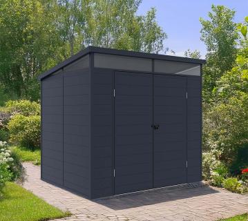 Westmann Kunststoff Gerätehaus Topia L | mit Pultdach | Anthrazit | 2x2,5 m 