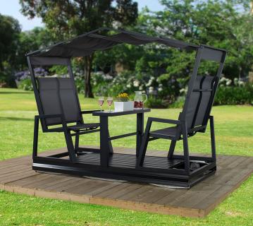 Sojag Aluminium Gartenschaukel Carleton | für 4 Personen | Schwarz | 223x112x192 cm 