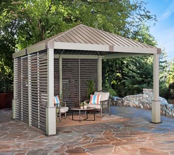 Sojag Aluminium Pavillon Nanda 1212 inkl. Seitenwand | Champagner | 363x363x313 cm 