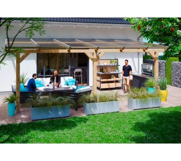 Skan Holz Holz Terrassenüberdachung Andria | Natur | 300x648x264 cm 