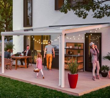 Skan Holz Aluminium Terrassenüberdachung Genua | Weiß | 307x434x258 cm 
