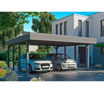 Skan Holz Holz Doppelcarport Friesland | Schiefergrau | 555x557x254 cm 