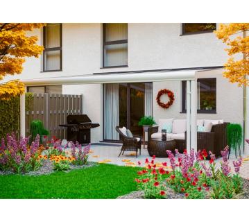 Skan Holz Aluminium Terrassenüberdachung Genua | Weiß | 307x541x258 cm 