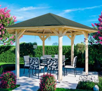 Skan Holz Holz Pavillon 6-Eck Nancy 3 | Natur | 416x480x210 cm 