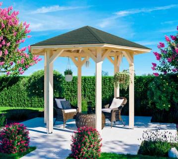 Skan Holz Holz Pavillon 6-Eck Nancy 1 | Natur | 312x360x210 cm 