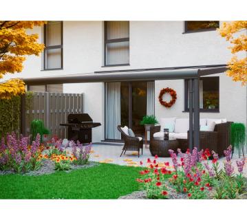 Skan Holz Aluminium Terrassenüberdachung Genua | Anthrazit | 307x541x258 cm 