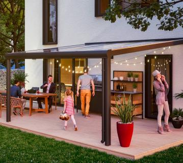 Skan Holz Aluminium Terrassenüberdachung Genua | Anthrazit | 307x434x258 cm 