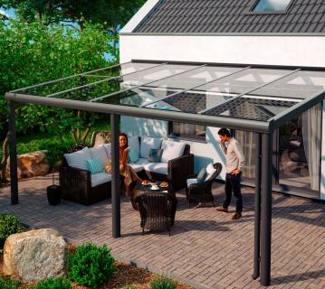 Skan Holz Aluminium Terrassenüberdachung Monza | Anthrazit | 307x541x257 cm 
