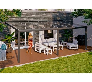 Skan Holz Aluminium Terrassenüberdachung Monza | Anthrazit | 307x648x257 cm 