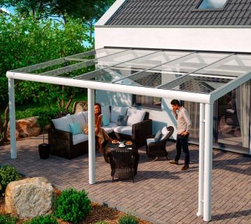 Skan Holz Aluminium Terrassenüberdachung Monza | Weiß | 357x541x263 cm 