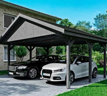 Skan Holz Holz Doppelcarport Wallgau | Schiefergrau | 500x620x354 cm 