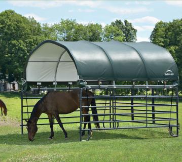 ShelterLogic Folien Weidezelt Überdachung ohne Stahlgestell | Grün | 370x370x170 cm 