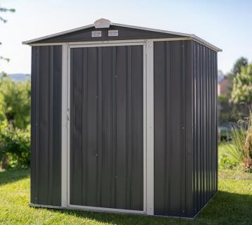 Spacemaker Metall Gerätehaus 65 | Grau/Creme | 157x177x183 cm 