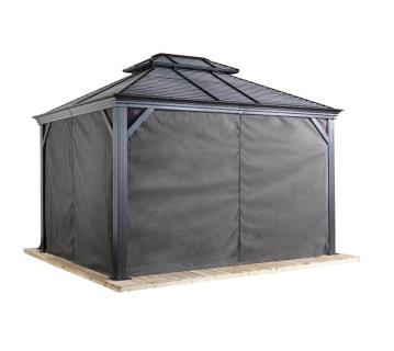 Sojag Vorhänge inkl. Clips für Pavillon Mykonos Moreno 1014 | Grau | 333x202 cm 