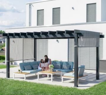 Pergola en alu marron et toile réglable 350x505cm Florence - Paragon