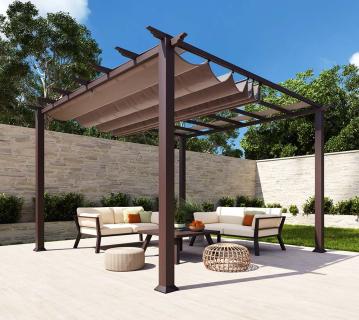 Paragon Outdoor Aluminium Pergola Florida 1111 | Holzoptik Dunkelbraun | 350x350x235 cm 