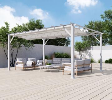 B-WARE Paragon Outdoor Aluminium Pergola Florenz 1116 | Weiß/Weiß | 350x505x236 cm 