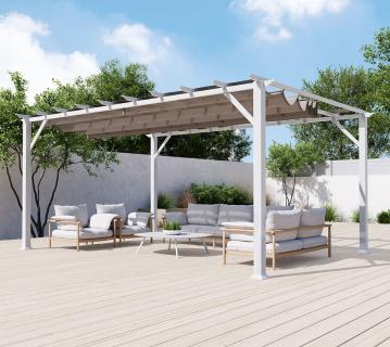 Paragon Outdoor Aluminium Pergola Florenz 1116 | Weiß/Hellbraun | 350x505x236 cm 