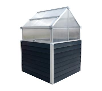B-WARE Westmann Metall Hochbeet mit Gewächshaus Store & Grow | Anthrazit | 120x120x169 cm 