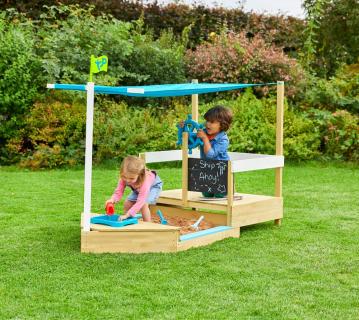 TP Toys Holz Sandkasten Schiff Ahoy | Natur | 180x92x118 cm 