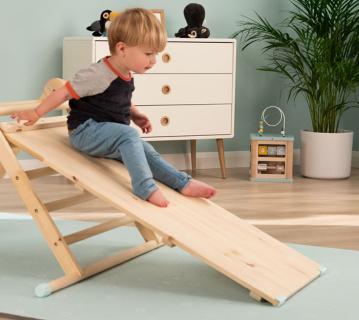 TP Toys Active Tots Holz Rutsche | Modul für Kletterdreieck & Kletterwürfel | Natur | 100x45x6 cm 