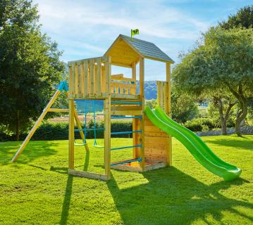 TP Toys Wolkenkratzer 5 | Spielturm Garten | mit Rutsche und Schaukel 