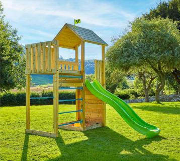 TP Toys Wolkenkratzer 2 | Holz Spielturm Garten | mit Rutsche 