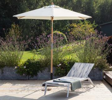 VENTURE HOME Holz Sonnenschirm Corypho | Sonnenschirm knickbar | Weiß | Ø 250 cm 