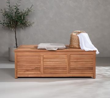VENTURE HOME Teakholz Gartenbox Trento L | Natur | 70x130x46 cm 
