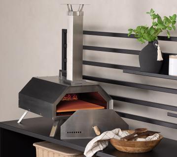 VENTURE HOME Pizzaofen Hamna | Pellets Pizzaofen | Silber | 40x76x68 cm 