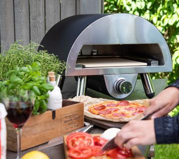 VENTURE HOME Pizzaofen Sentosa | Gas Pizzaofen Outdoor | Schwarz | 52x39x49 cm 