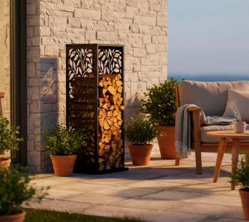 Westmann Luma Flow | Metall  Kaminholzregal außen | Anthrazit 