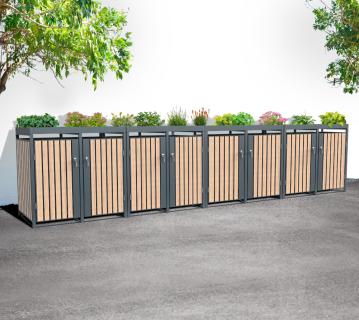 Westmann Metall Mülltonnenbox Planta | 8x240 L | Mülltonnenbox mit Pflanzdach | 84x528x124 cm  