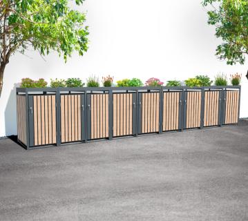 Westmann Metall Mülltonnenbox Planta | 9x240 L | Mülltonnenbox mit Pflanzdach | 84x596x124 cm  